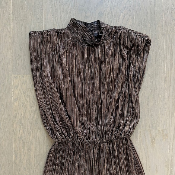 Sabina Musayev Jones Disco Pleated Jumpsuit Gold Black Metallic Lame - SMALL - Picture 5 of 10